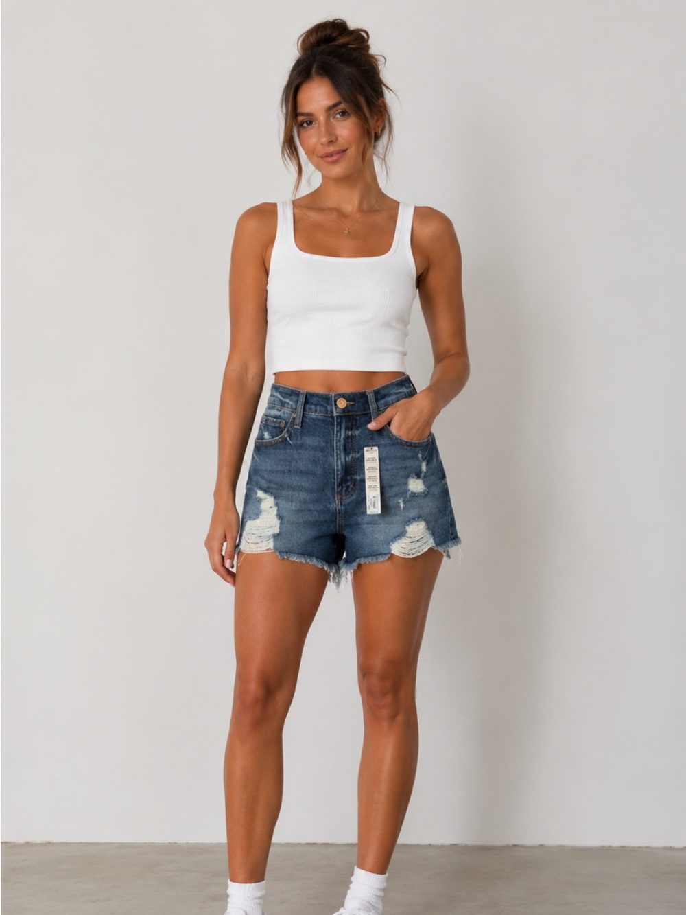 NWT SO Distressed Blue Ripped Jean Shorts